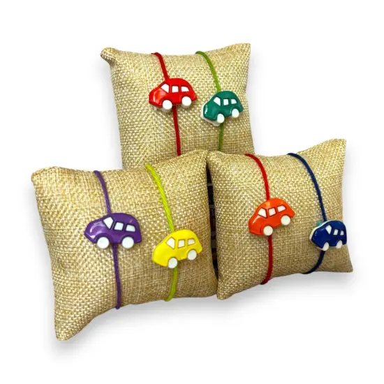 Set Of 2 Cute Cartoon Rakhi Featuring Adorable Car Designs Thread Perfect Rakhi for Brother Raksha Bandhan Bracelets for Bhai Bhaiya {5}