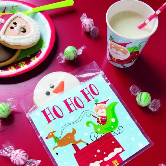 Colorful Santa Christmas 7" Paper Dessert/Appetizer Plates - 8ct {3}