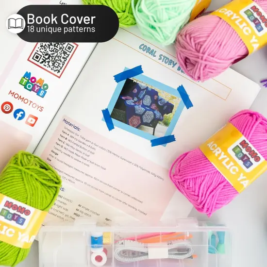 Beginner Crochet Kit - 58 PCS Starter Set - 15 Yarn Skeins & Multicolor Goodie Bag (Medium) {2}