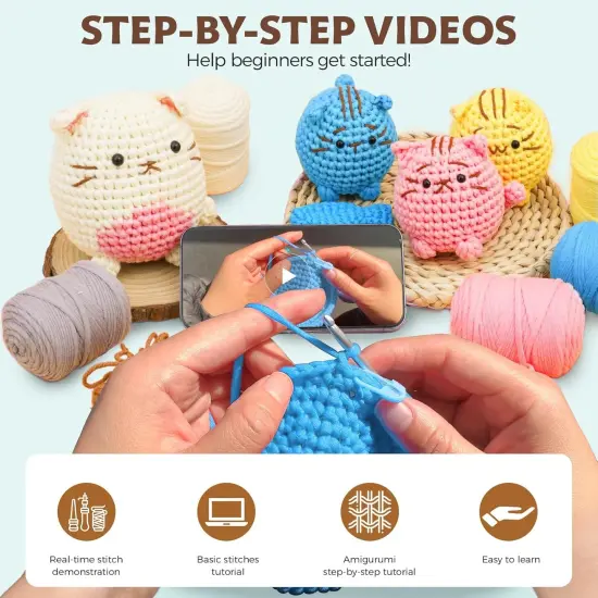 4 pack Crochet Animal Kits with Stitch-by-Stitch Video Tutorial {3}