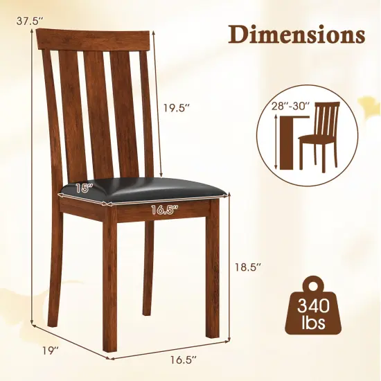 Walnut Rubber Wood PU Leather Farmhouse Dining Chairs Set of 2 with Cushioned Seats {6}