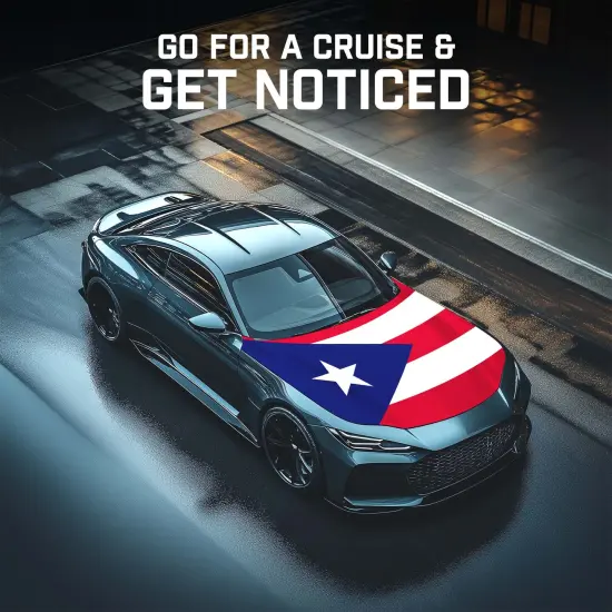 G128 Puerto Rico PR Car Hood Cover 3.94x5.25 Ft Two Triangle Fasteners Included {5}