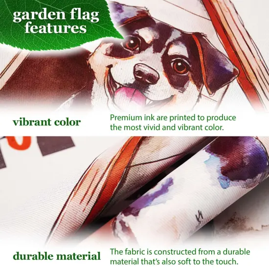 G128 Combo Pack: Garden Flag Stand Black 36x16IN & Garden Flag Life is Ruff Dog House Printed 12x18IN Double Sided Yard Lawn Decoration {3}