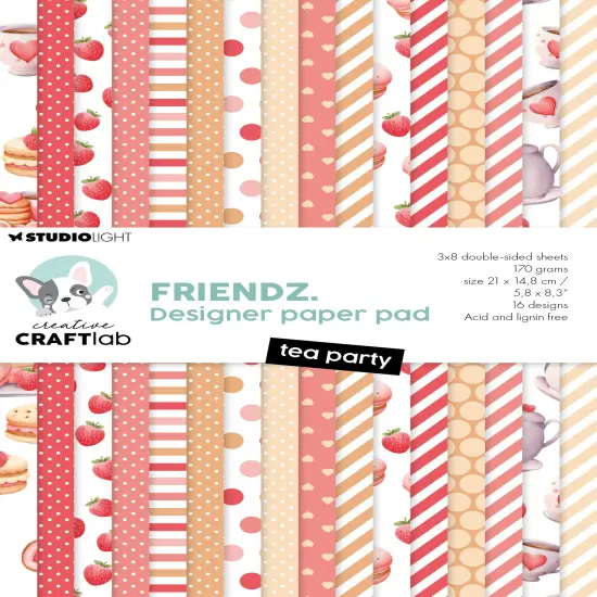 Studio Light Friendz Design Paper Pad 8.26"X5.83" 24/Pkg-Nr. 293 Tea Party {1}