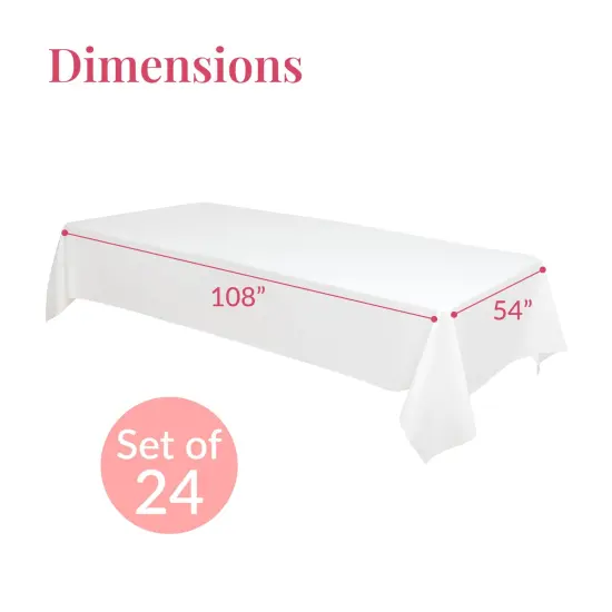 Prestee 24 Plastic Table Cloth Disposable - 108 x 54 White Tablecloth Rectangle - Plastic Table Cover for Parties, BBQs, Weddings, Outdoor Gatherings, and Fine Dining Events {5}