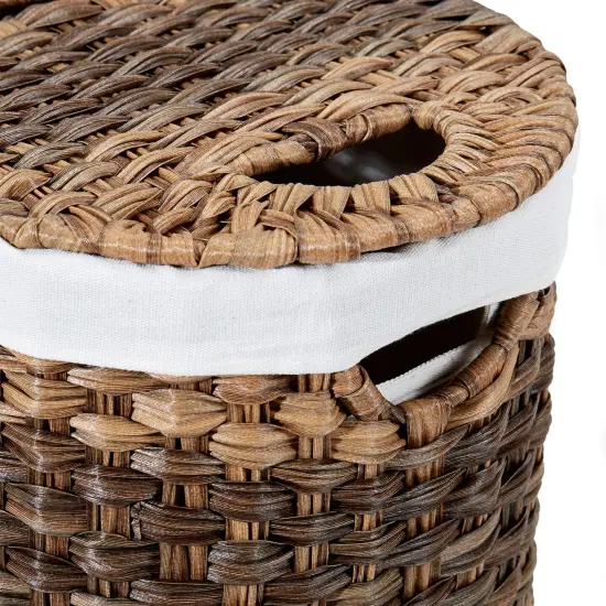 Seville Classics Handwoven Lidded Oval Double Laundry Hamper Mocha brown {10}