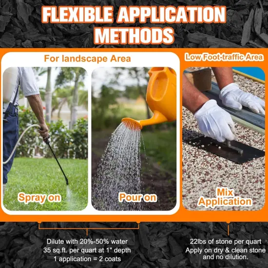 Mulch Glue, 1 Gallon Rock Glue for Landscaping, Strong Pea Gravel Stabilizer Resin Binder, Safe Mulch Lock Anchor Adhesive Outdoor for Cypress, Lawn, Garden, Landscape Edging {12}