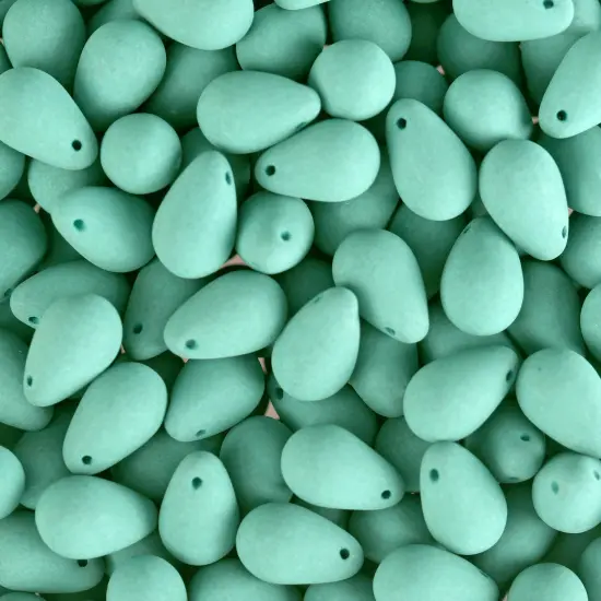 John Bead 114pcs 6x9mm Czech Glass White Alabaster Velvet Drop Bead Strands Soft Turquoise {1}