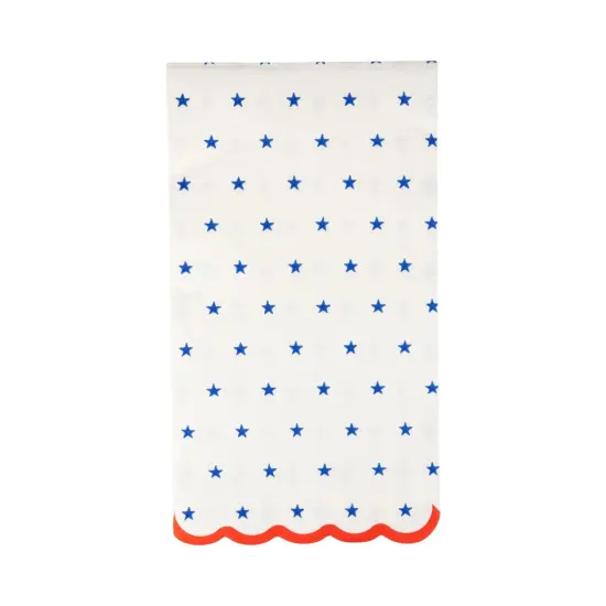 Blue Stars Scallop Guest Napkin {1}