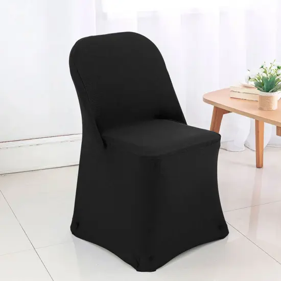 1 Piece Black Stretch Spandex Chair Cover for Classic Folding Seating {3}