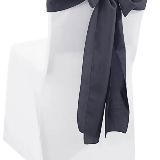 10 Pieces Pewter or Charcoal Polyester Chair Sashes, Sleek Wrinkle Free Event Styling 8"x108" {5}