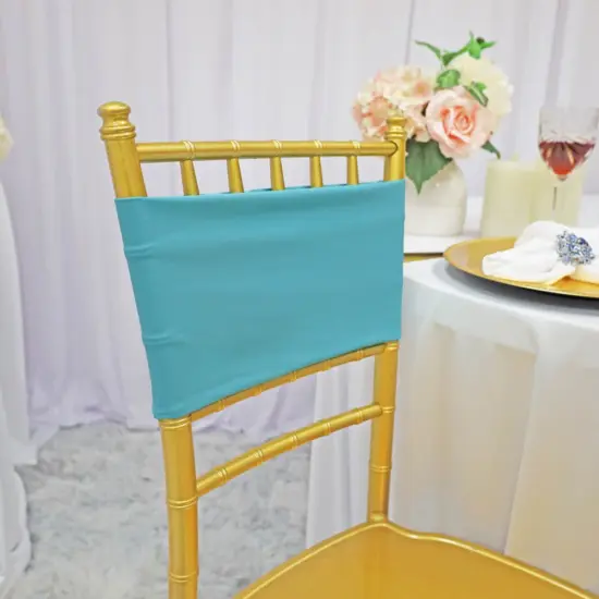 10 Pieces Stretchy Soft Pool Blue Spandex Chair Bands 7 x 13 Inches {2}