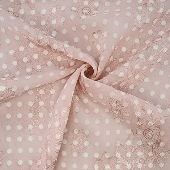 1 Yard Blush Floral Jacquard Chiffon Fabric Lightweight Sheer Polyester with Textured Weave, 57/58" Wide {1}