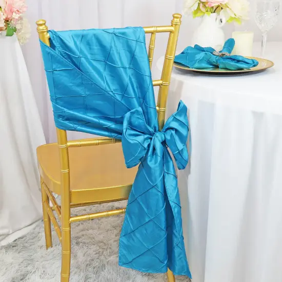 10 Pieces Turquoise Pintuck Taffeta Chair Sashes Elegant Wedding Decor 9" x 108" {5}