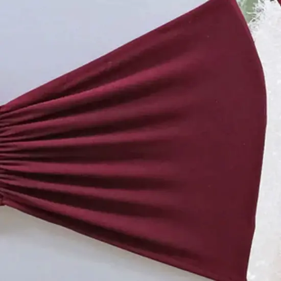 10 Pieces Burgundy Ruffled Spandex Chair Bands for Elegant Event Styling 8x13 inches {4}