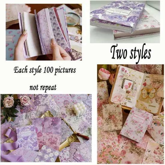 200 Sheets Spring Floral Scrapbook Paper Set (A) {3}