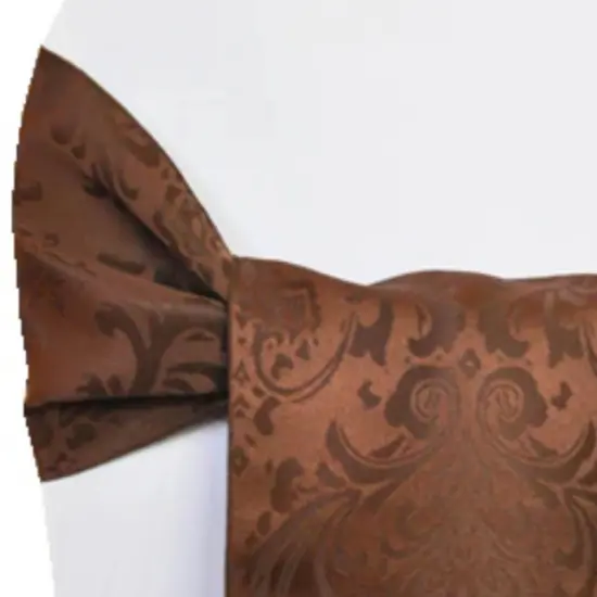 10 Pieces Premium Chocolate Floral Damask Jacquard Chair Sashes 7.5 x 108 Inches {5}