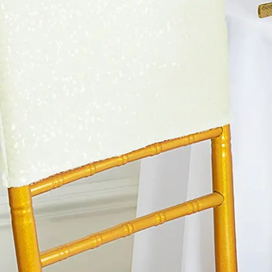 1 Piece Ivory Sequin Spandex Chair Cap 13.5 inch by 10 inch Party Topper {5}
