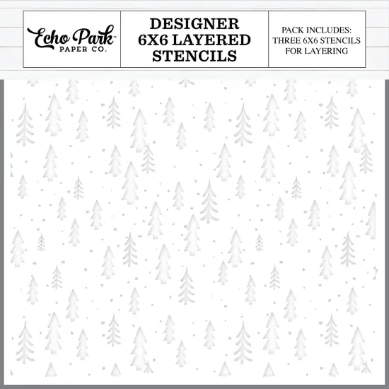 Echo Park Designer Layered Stencil 6"X6"-Winter Trees {1}