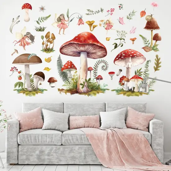 Mushroom with Flower Wall Decals {4}