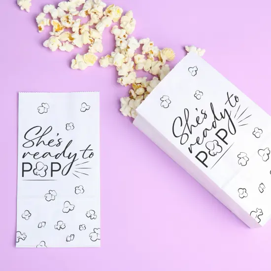 Big Dot of Happiness Ready to Pop Popcorn Bags, Baby Shower Party Favor Snack Treats, Free-Standing Individual White Paper Bags - 25 Count {4}
