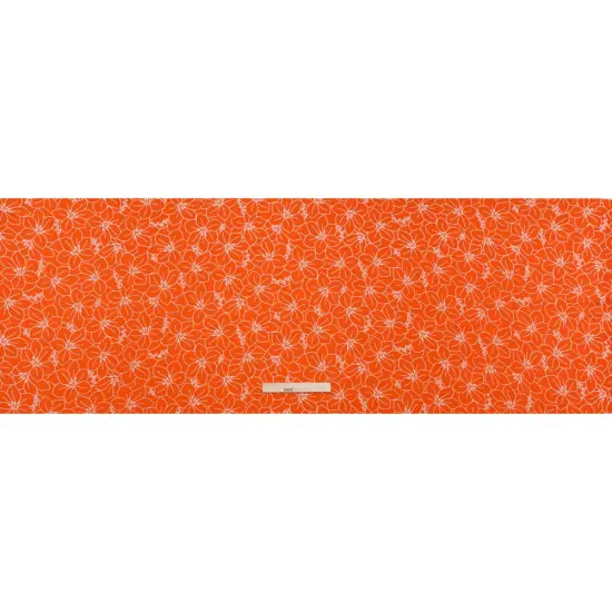 1 Yard Orange and White Hibiscus 3D Puffy Polyester Crepe Fabric Floral Designer Deadstock 59 Inches Width {4}