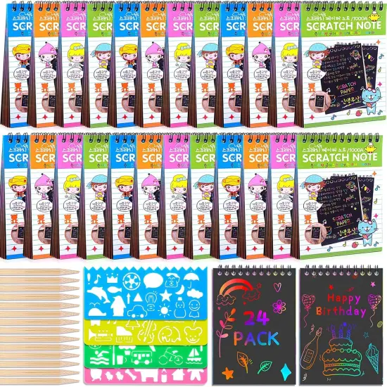 24 Pack Rainbow Scratch Paper Arts Notebooks {1}