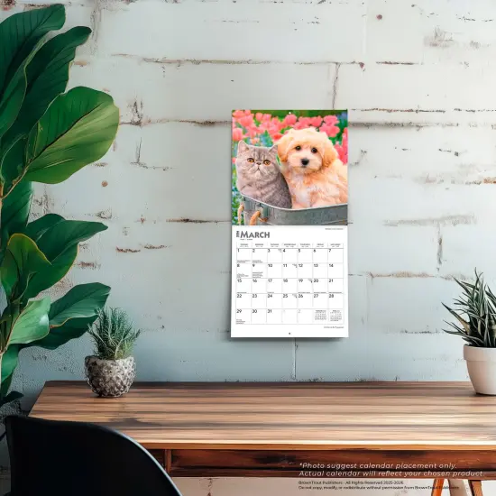 Kittens & Puppies | 2026 7 x 14 Inch (Hanging) Monthly Mini Wall Calendar {5}