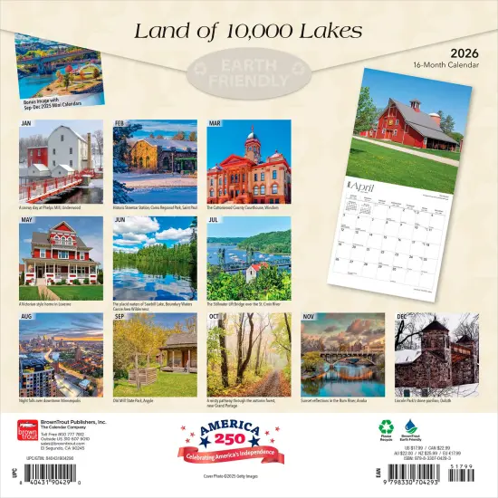 Land of 10 000 Lakes | Minnesota Places | 2026 12 x 24 Inch (Hanging) Monthly Square Wall Calendar | Plastic-Free {2}