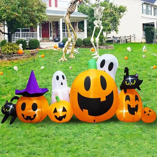 Halloween Inflatables Pumpkin Decorations Outdoor, Blow Up Yard Inflatable Halloween Pumpkin Ghost Black Cat {3}