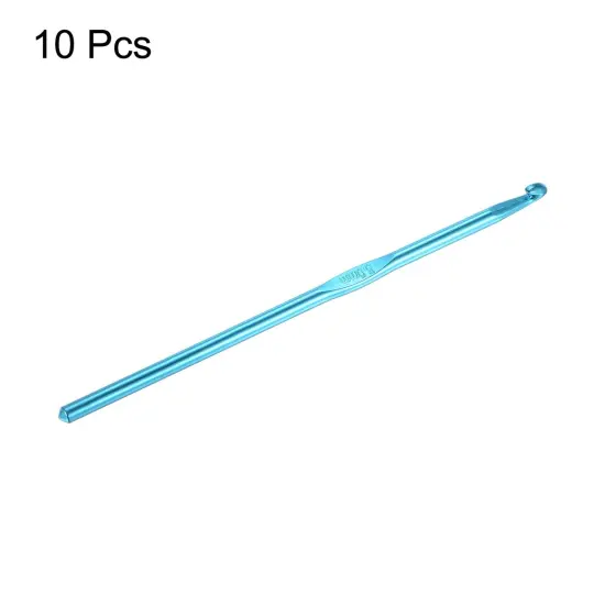 Aluminum Crochet Hook 5mm US Size H (Size 8) Knitting Needles for DIY Craft Yarn Blue 10Pcs {4}