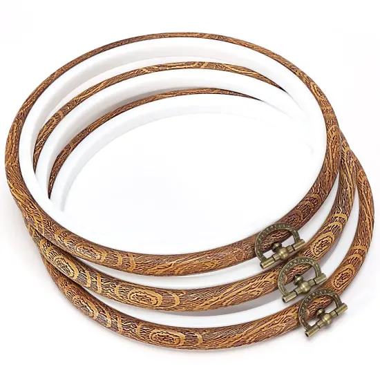 8inch Embroidery Hoop Frame Imitated Wood Embroidery Circle Round Display Frame Ring Cross Stitch Hoops Embroidery Hoops Set for Art Craft Sewing and Hanging, Rug Punch Set {1}