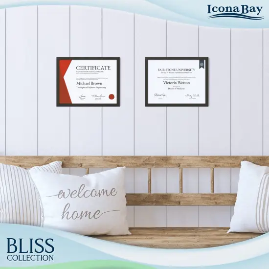 8.5x11 Black Certificate Frame, Modern Style Wood Composite Document Frame, Table Top or Wall Mount, Bliss Collection {4}
