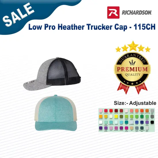 Richardson&reg; Low Pro Heather Trucker Cap G Teal Heather/Birch {3}