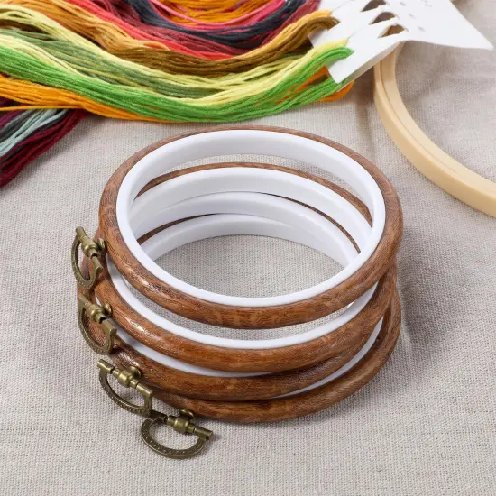 3 Pieces 3 Inch Embroidery Hoop Set, Cross Stitch Ornament Frames, Embroidery Hoop Imitated Wood Display Frame for Art Craft Sewing and Hanging Decor {2}