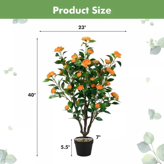 Artificial 3.3'Tree Artificial Camellia Tree Faux Plant for Indoor & Outdoor {4}