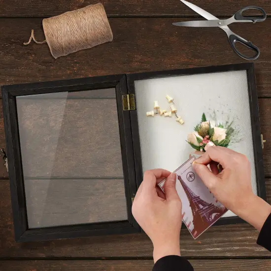 Shadow Box for Flowers 8 x 10 Shadowbox Display Case Picture Frame with Glass Window Door Wedding Bouquet Memorabilia Medals Military Photos Memory Box for Keepsakes - Rustic Black {5}