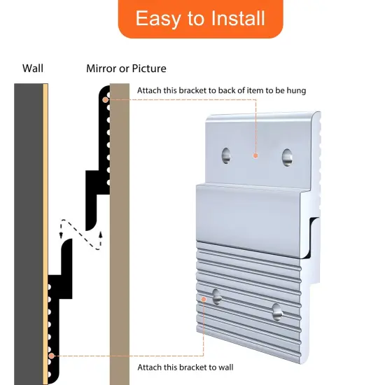 2 inch French Cleat Picture Hanger, Aluminum Mirror Hanging Kit with Hardware, Ideal for Artwork, Whiteboard, Cabinet, Holds 30 lbs. per Pair, 2 Pairs {5}