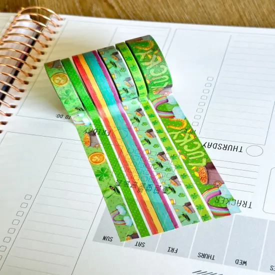 St Patricks Day Green Rainbow St Pattys Washi Tape Set March 2025 - W127 {3}