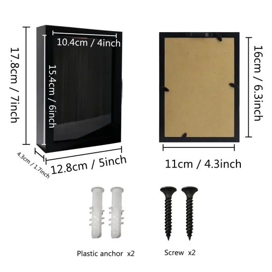 5x7 Top Loading Shadow Box Frame with HD Glass,Wood Display Case with Slot,1.25 inches Interior Depth,Ideal for Wine Bottle Caps,Tickets,Shells,Stamps and More,Black {5}