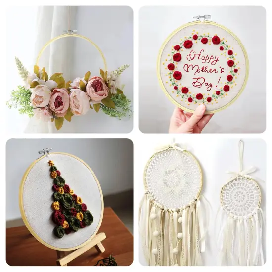 5 Pieces Embroidery Hoops 5 inch to 10 inch,Round Bamboo Adjustable Frame Circle Cross Stitch Hoop for Embroidery,Decoration and Art Craft Sewing {2}