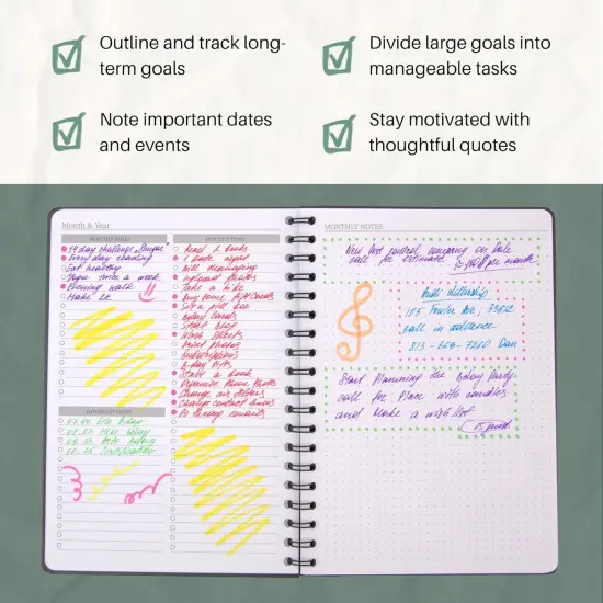 Undated Hardcover Monthly Planner 2025-2026 - 18 Month Monthly Calendar Planner Book for School Office and Home - Blank Monthly Planners for Goals Tasks and Dates - B5(6.9" x 9.8") Black {3}