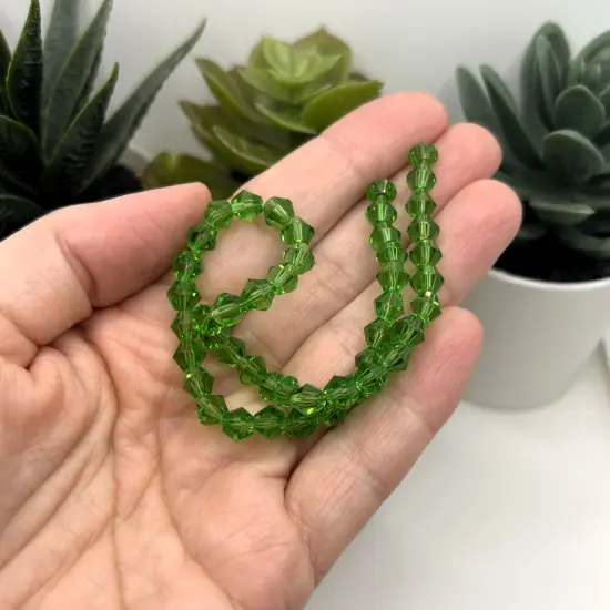 1 or 4 Strands 6x6mm Green Bicone Beads, Imitation Crystal, Grade AA {3}