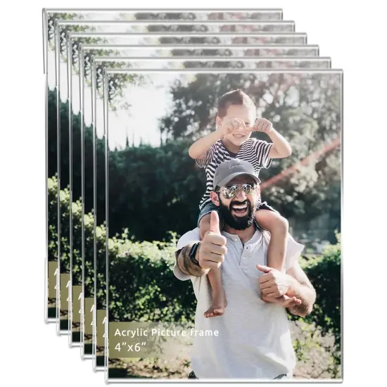 DZZ Clear Acrylic Photo Picture Frames Display Picture,Wall Mounting Clear for Home,School,office,-Vertical, 4x6, Set of 6 {1}