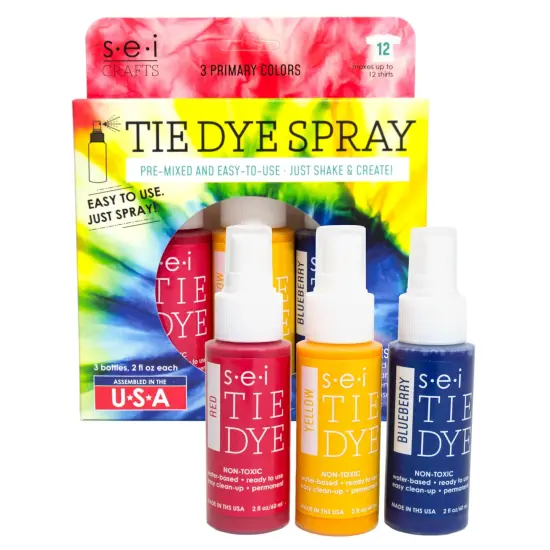 S.E.I. Primary Tie Dye Kit 3 Pack: Pre-Mixed Spray Tie Dye Kit, Easy-to-Use, Non-Toxic Fabric Dye in Red, Yellow, and Blue, Shake and Spray {1}