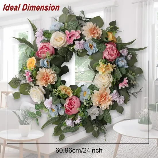 24Inch Spring Wreaths for Front Door, Spring Wreaths, Peony Wreaths for Front Door {4}