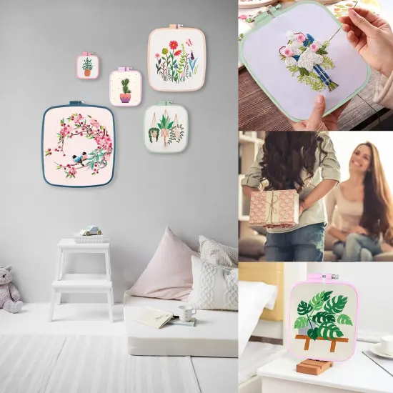 4 Pcs 4 Size Square Embroidery Hoops, ABS Plastic Embroidery Hoops Cross Stitch Hoops Embroidery Frames for Sewing, Needlework, Embroidery Projects (Size-3", 4.3", 6.5", 8.7") {2}