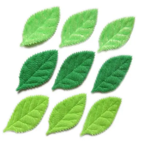 YYCRAFT Pack of 90 Padded 2-Faced Felt Velvet Leaf Appliques/Craft Green {1}