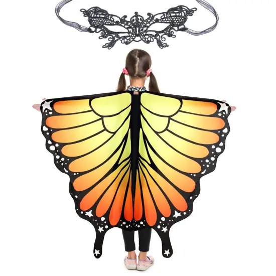 Magifire Butterfly Wings for Girls, Halloween Butterfly Wings, Kids Costume Butterfly Wings Orange {1}