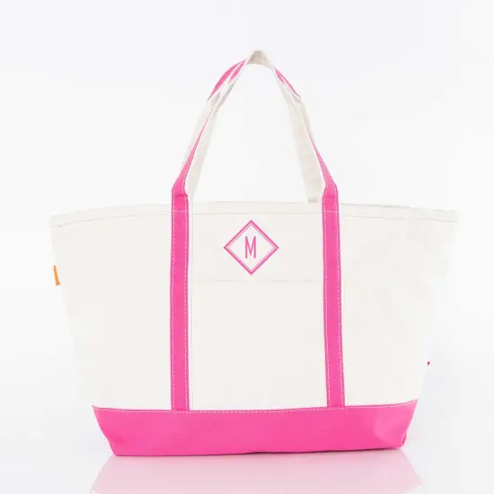 Large Classic Tote -- 18 oz. Heavyweight Durable Canvas -- Natural Canvas & Hot Pink Color {4}